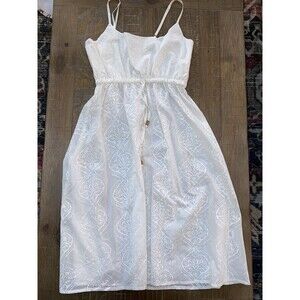 IL PAREO White Embroidered Boho Midi Dress - Size 2